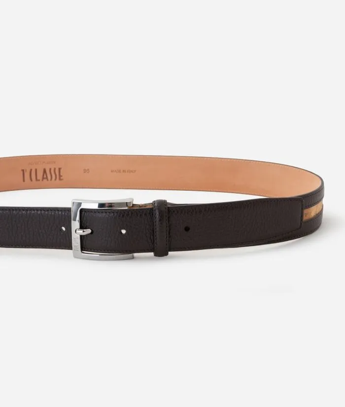 Man Belts Alviero Martini Beta Leather Belt Dark Brown