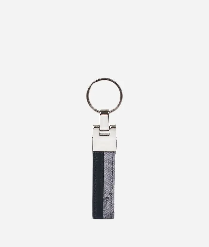 Man Card Cases and Keyrings Alviero Martini Key Ring In Geo Dark Fabric And Leather Man Card Cases and Keyrings Alviero Martini Key Ring In Geo Dark Fabric And Leather