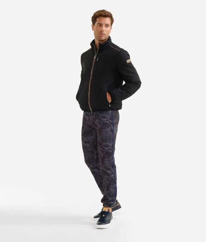 Man Coats and Jackets Alviero Martini Bomber Jacket With Geo Classic Details Black