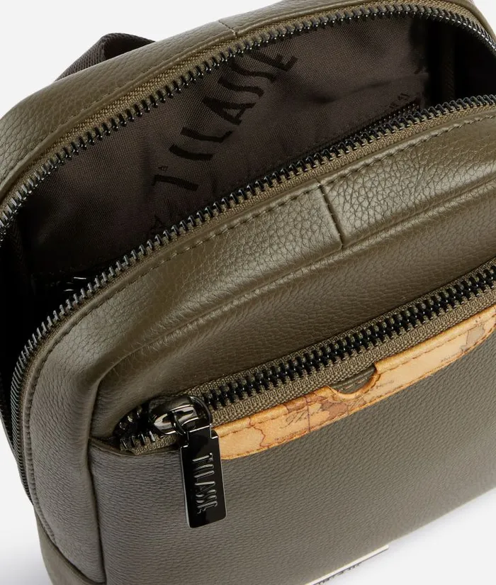 Man Crossbody and Messenger Bags Alviero Martini Beta Leather Small Crossbody Bag Military Green
