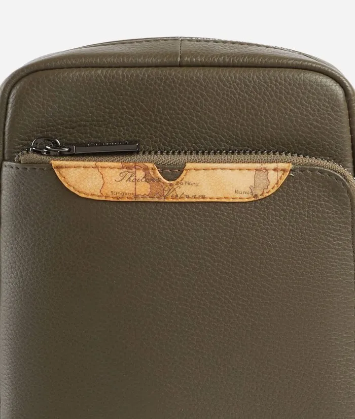 Man Crossbody and Messenger Bags Alviero Martini Beta Leather Small Crossbody Bag Military Green