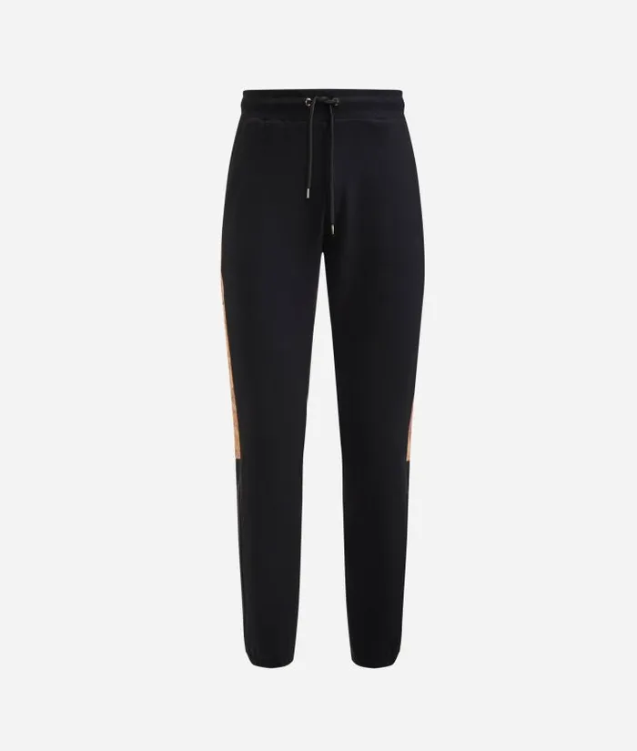 Man Trousers Alviero Martini Cotton Sweatpants With Geo Classic Details Black