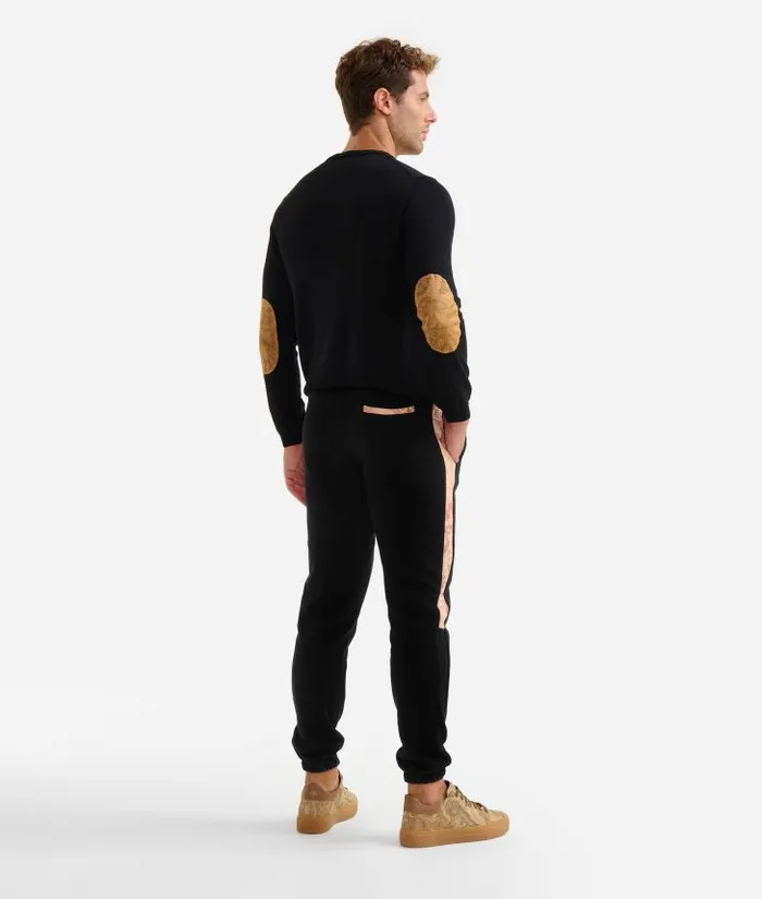 Man Trousers Alviero Martini Cotton Sweatpants With Geo Classic Details Black