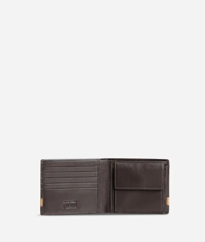 Man Wallets Alviero Martini Medium Leather Wallet Geo Classic Fabric Trims