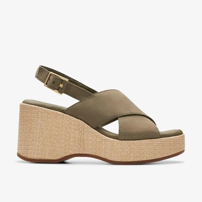 Manon Wish Olive Nubuck Women Clarks Sandals and Flip Flops