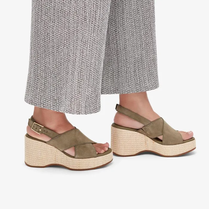 Manon Wish Olive Nubuck Women Clarks Sandals and Flip Flops