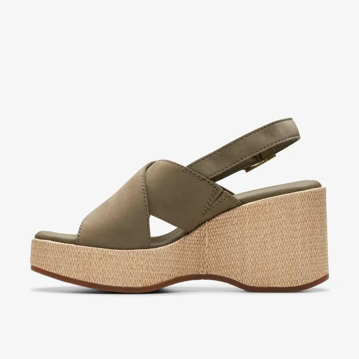 Manon Wish Olive Nubuck Women Clarks Sandals and Flip Flops