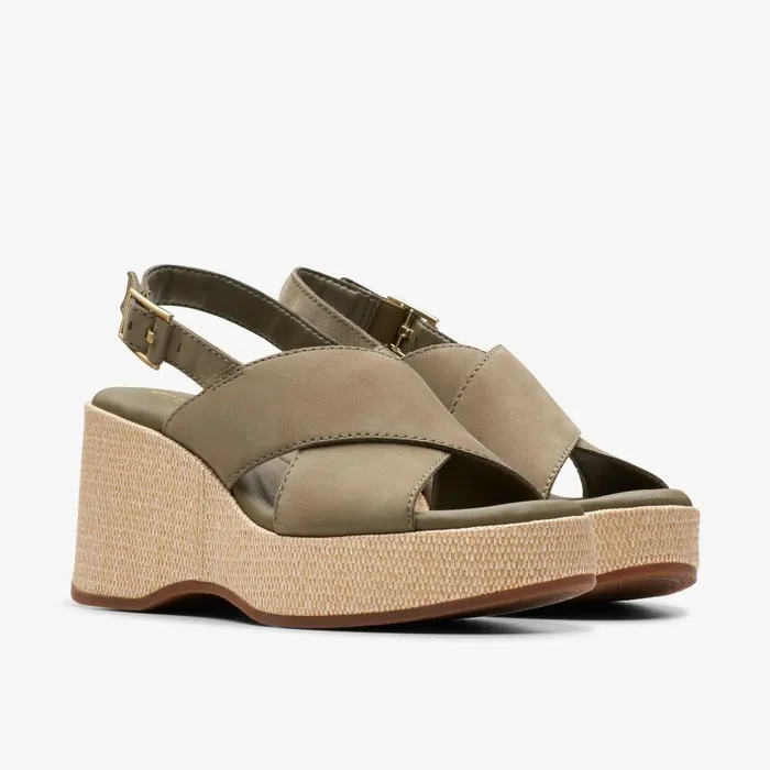 Manon Wish Olive Nubuck Women Clarks Sandals and Flip Flops