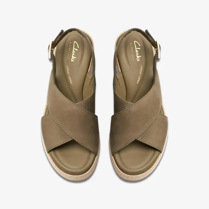 Manon Wish Olive Nubuck Women Clarks Sandals and Flip Flops
