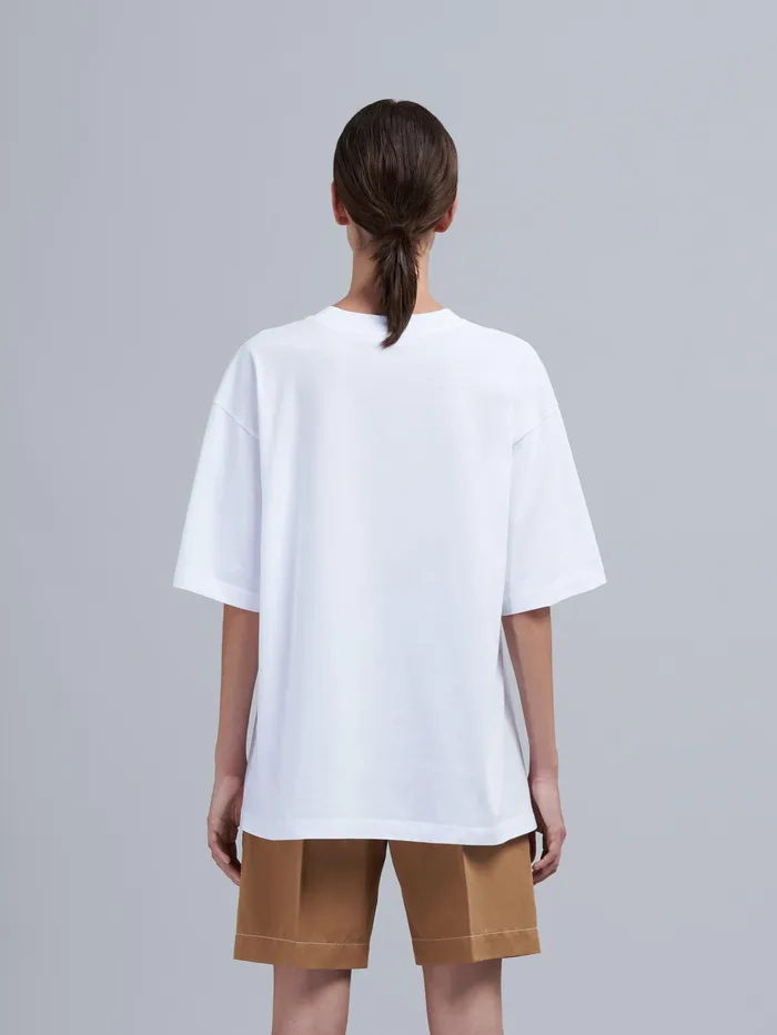 Marni Blooming Flower Print Logo Bio Jersey Tshirt Lily White Womens Sweatshirts and TShirts Marni Blooming Flower Print Logo Bio Jersey Tshirt Lily White Womens Sweatshirts and TShirts