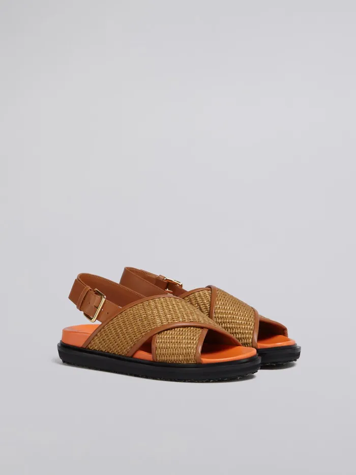 Marni Brown Raffia And Leather Fussbett Raw Siena Womens Sandals and Wedges Marni Brown Raffia And Leather Fussbett Raw Siena Womens Sandals and Wedges