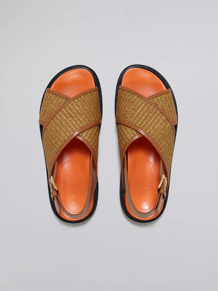Marni Brown Raffia And Leather Fussbett Raw Siena Womens Sandals and Wedges Marni Brown Raffia And Leather Fussbett Raw Siena Womens Sandals and Wedges