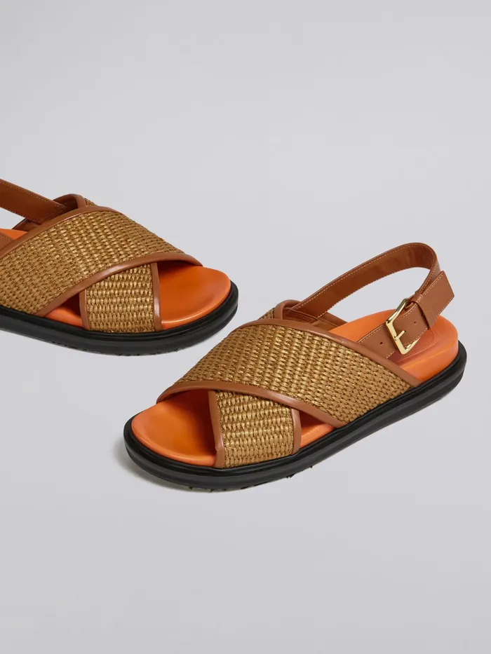 Marni Brown Raffia And Leather Fussbett Raw Siena Womens Sandals and Wedges Marni Brown Raffia And Leather Fussbett Raw Siena Womens Sandals and Wedges
