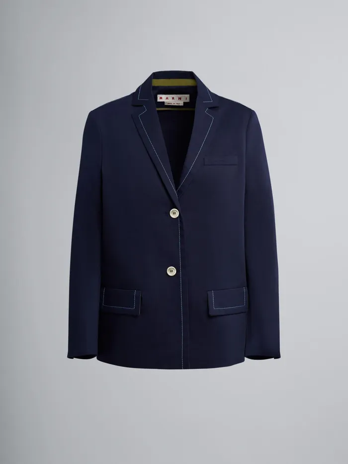 Marni Cotton Drill Blazer Jacket Deep Blue Womens Coats and Jackets