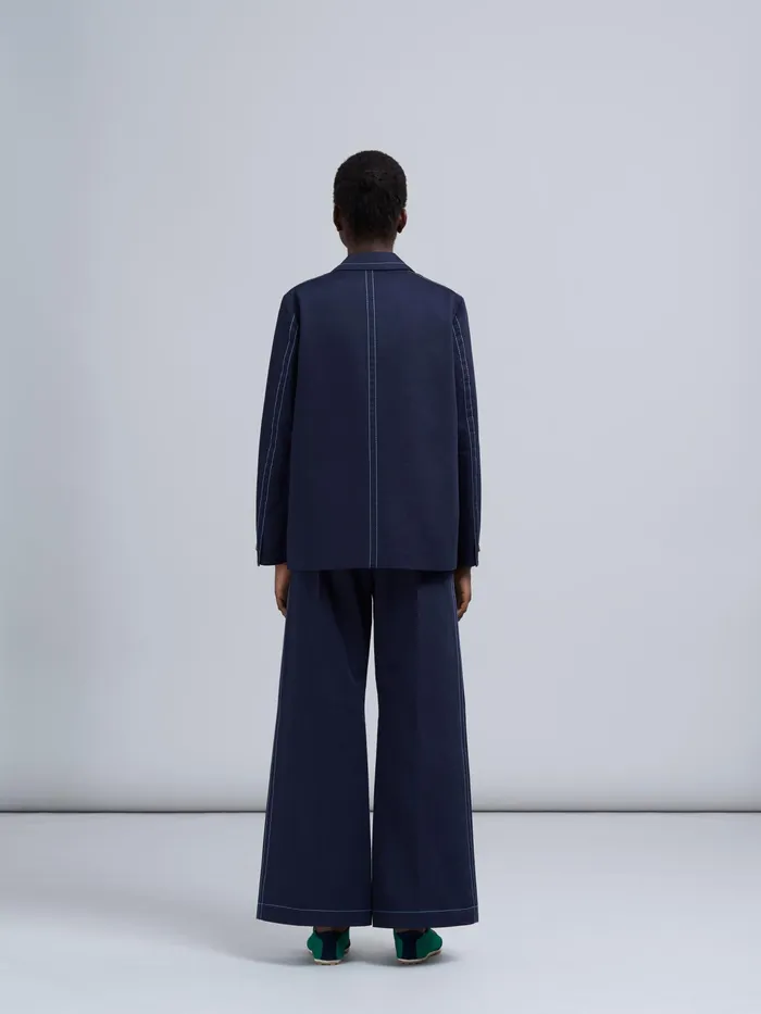 Marni Cotton Drill Blazer Jacket Deep Blue Womens Coats and Jackets Marni Cotton Drill Blazer Jacket Deep Blue Womens Coats and Jackets