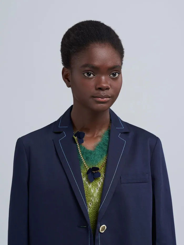 Marni Cotton Drill Blazer Jacket Deep Blue Womens Coats and Jackets Marni Cotton Drill Blazer Jacket Deep Blue Womens Coats and Jackets