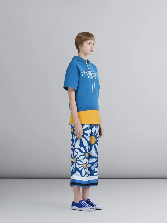Marni Daisy Logo Print Cotton Hooded Sweatshirt Royal Womens Sweatshirts and TShirts Marni Daisy Logo Print Cotton Hooded Sweatshirt Royal Womens Sweatshirts and TShirts