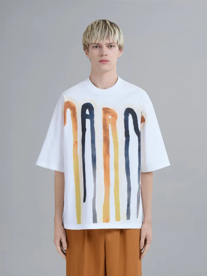Marni Dripping Logo Bio Jersey Logo Tshirt Maize Mens Sweatshirts and Tshirts Marni Dripping Logo Bio Jersey Logo Tshirt Maize Mens Sweatshirts and Tshirts