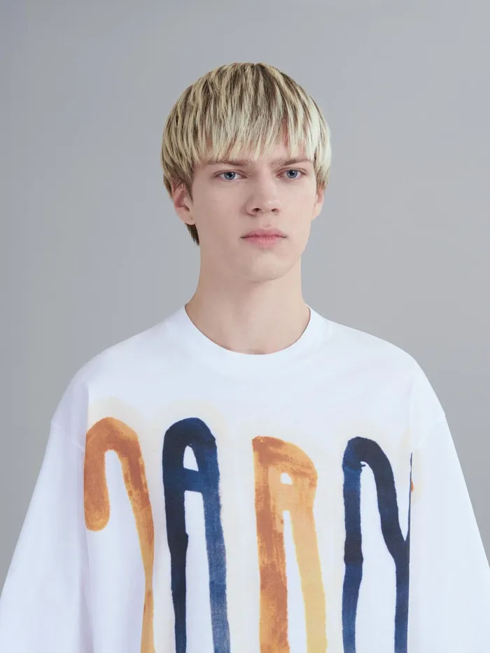 Marni Dripping Logo Bio Jersey Logo Tshirt Maize Mens Sweatshirts and Tshirts Marni Dripping Logo Bio Jersey Logo Tshirt Maize Mens Sweatshirts and Tshirts