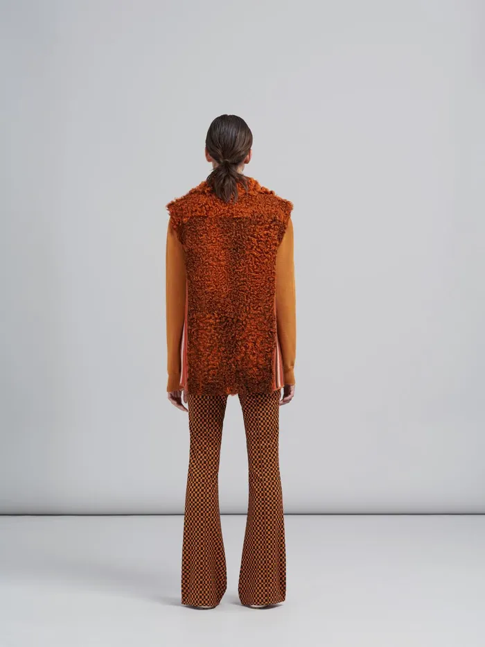Marni Dyed Curly Lamb Leather Vest Alkekengi Womens Coats and Jackets Marni Dyed Curly Lamb Leather Vest Alkekengi Womens Coats and Jackets
