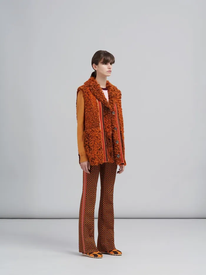 Marni Dyed Curly Lamb Leather Vest Alkekengi Womens Coats and Jackets Marni Dyed Curly Lamb Leather Vest Alkekengi Womens Coats and Jackets