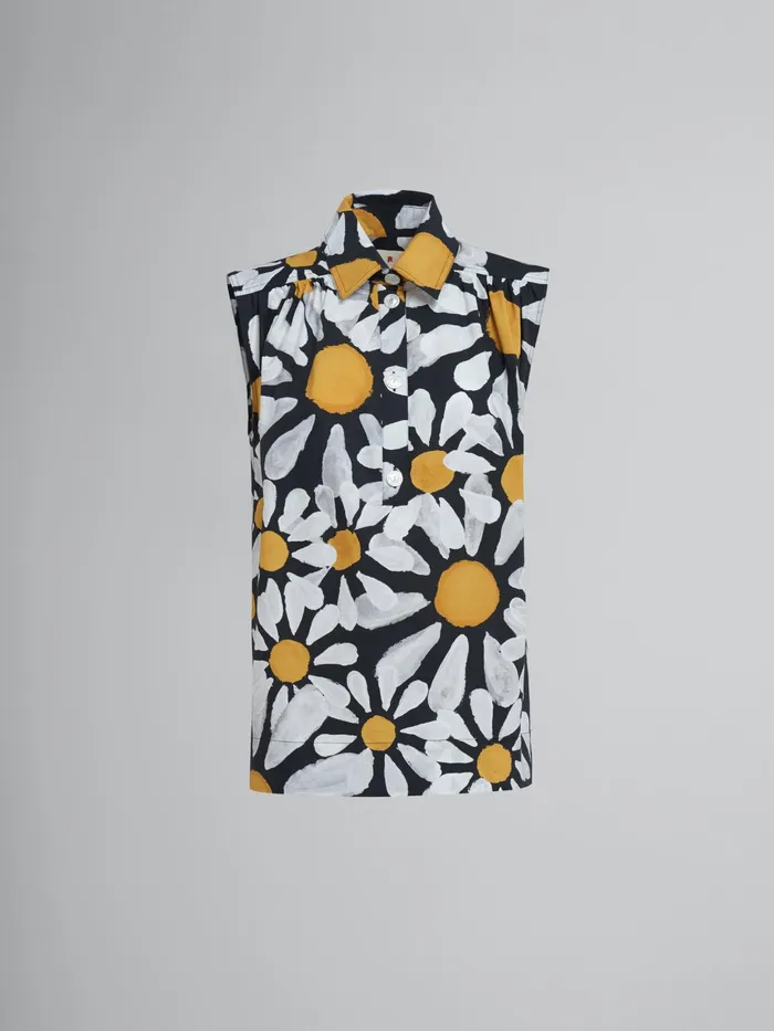 Marni Euphoria Print Cotton Poplin Top Black Womens Tops and Shirts