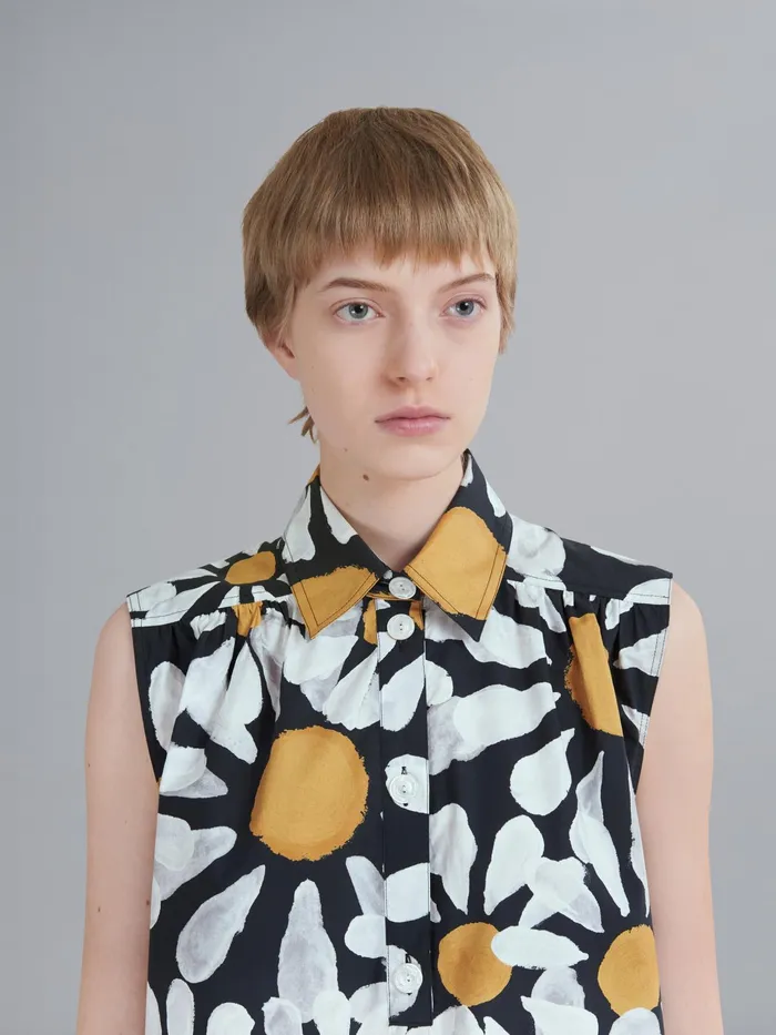 Marni Euphoria Print Cotton Poplin Top Black Womens Tops and Shirts Marni Euphoria Print Cotton Poplin Top Black Womens Tops and Shirts