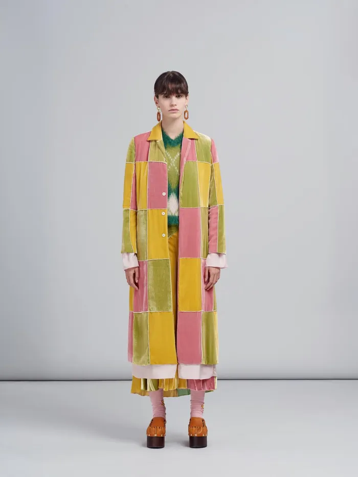 Marni Fluid Velvet Coat Peony Womens Coats and Jackets Marni Fluid Velvet Coat Peony Womens Coats and Jackets