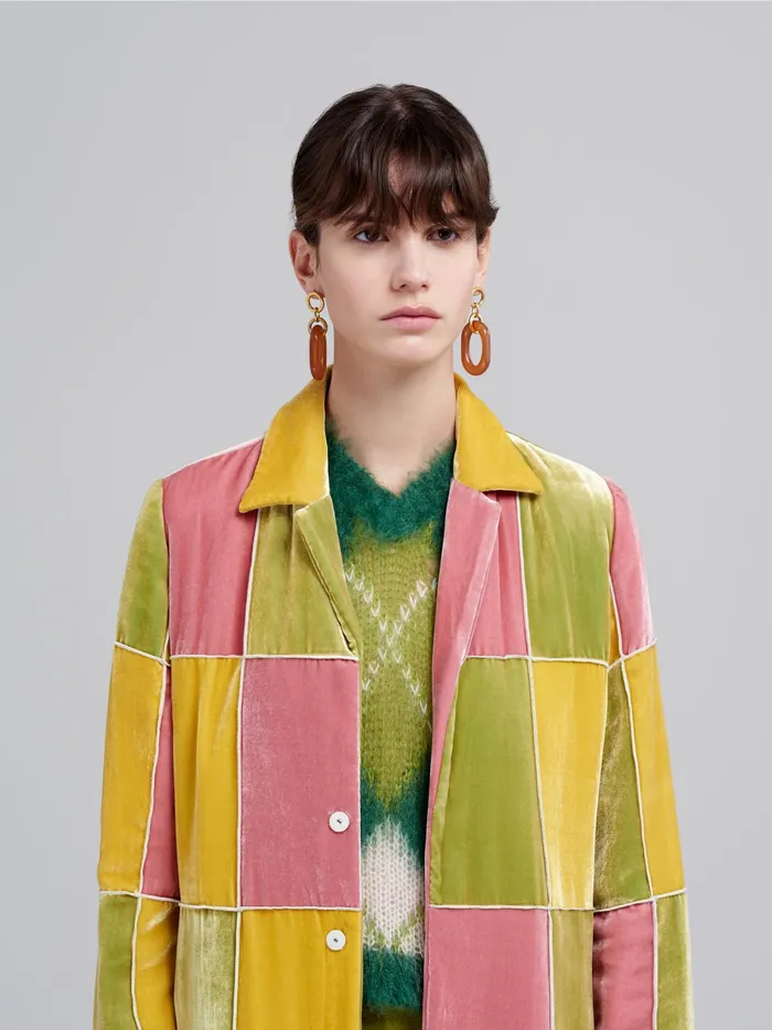 Marni Fluid Velvet Coat Peony Womens Coats and Jackets Marni Fluid Velvet Coat Peony Womens Coats and Jackets
