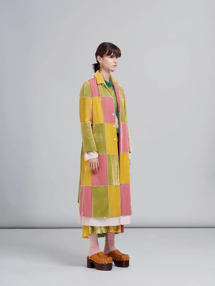 Marni Fluid Velvet Coat Peony Womens Coats and Jackets Marni Fluid Velvet Coat Peony Womens Coats and Jackets