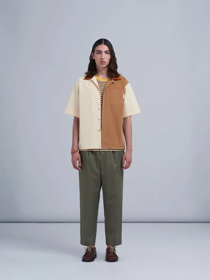 Marni Gabardine Cotton Cropped Trousers Stone Green Mens Trousers Marni Gabardine Cotton Cropped Trousers Stone Green Mens Trousers