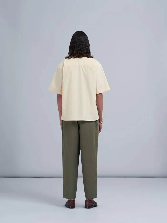 Marni Gabardine Cotton Cropped Trousers Stone Green Mens Trousers Marni Gabardine Cotton Cropped Trousers Stone Green Mens Trousers