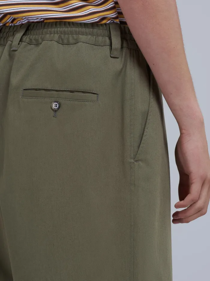 Marni Gabardine Cotton Cropped Trousers Stone Green Mens Trousers Marni Gabardine Cotton Cropped Trousers Stone Green Mens Trousers