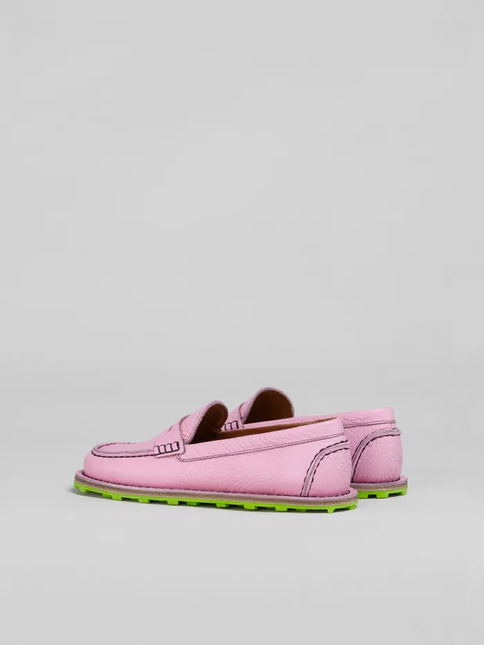 Marni Grained Calf Leather Moccasin Rose Womens Flats Marni Grained Calf Leather Moccasin Rose Womens Flats
