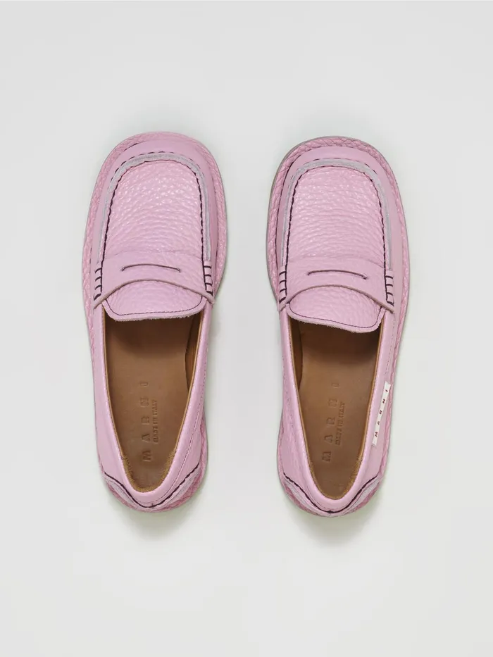 Marni Grained Calf Leather Moccasin Rose Womens Flats Marni Grained Calf Leather Moccasin Rose Womens Flats