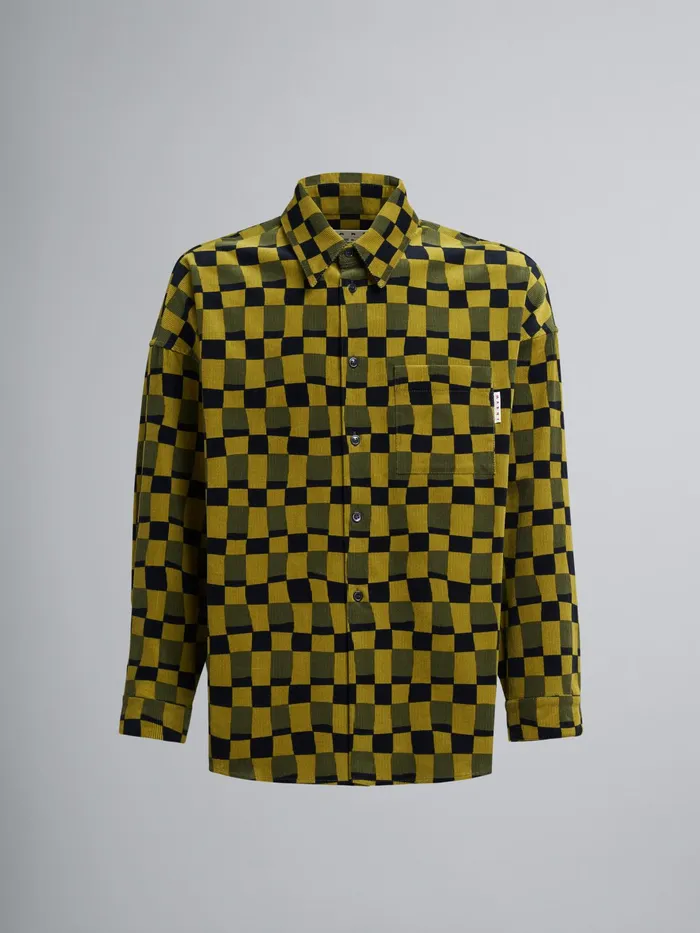 Marni Iconic Damier Print Corduroy Shirt Lemonade Mens Shirts