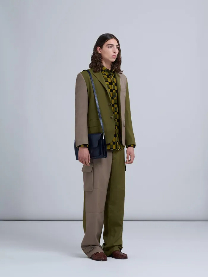 Marni Iconic Damier Print Corduroy Shirt Lemonade Mens Shirts Marni Iconic Damier Print Corduroy Shirt Lemonade Mens Shirts