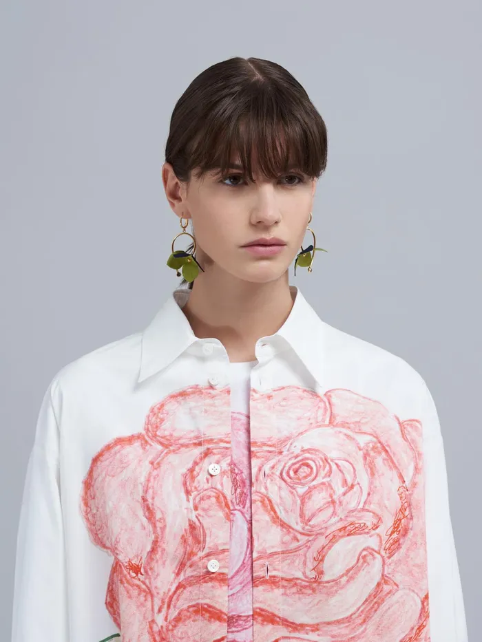 Marni La Rosa Print Poplin Dress Lily White Womens Dresses Marni La Rosa Print Poplin Dress Lily White Womens Dresses