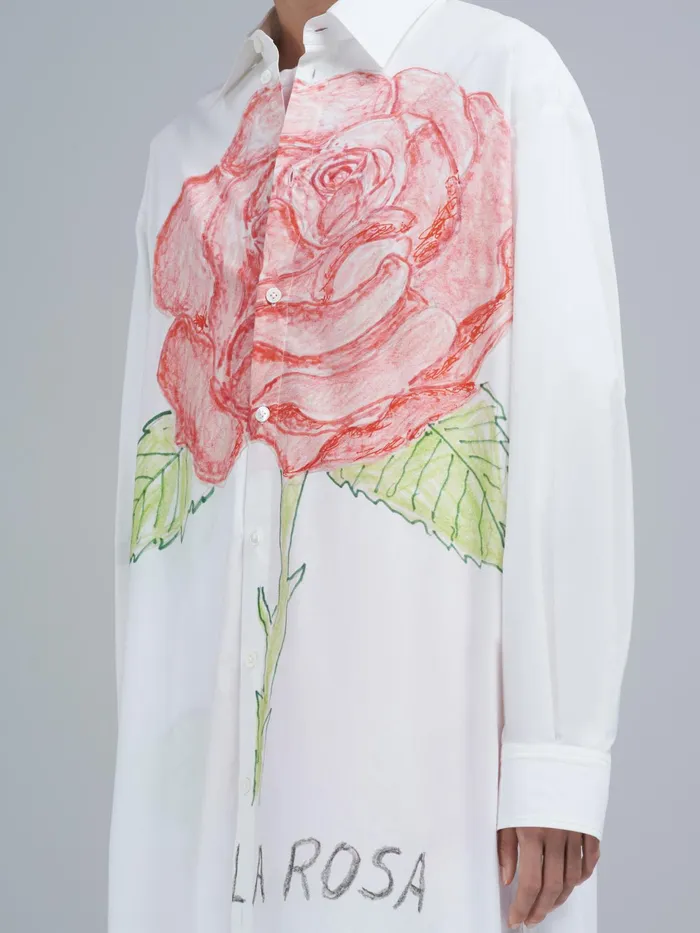 Marni La Rosa Print Poplin Dress Lily White Womens Dresses Marni La Rosa Print Poplin Dress Lily White Womens Dresses
