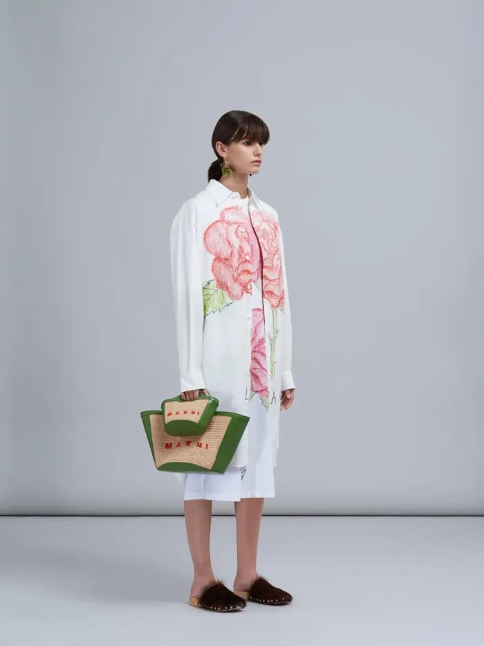 Marni La Rosa Print Poplin Dress Lily White Womens Dresses Marni La Rosa Print Poplin Dress Lily White Womens Dresses