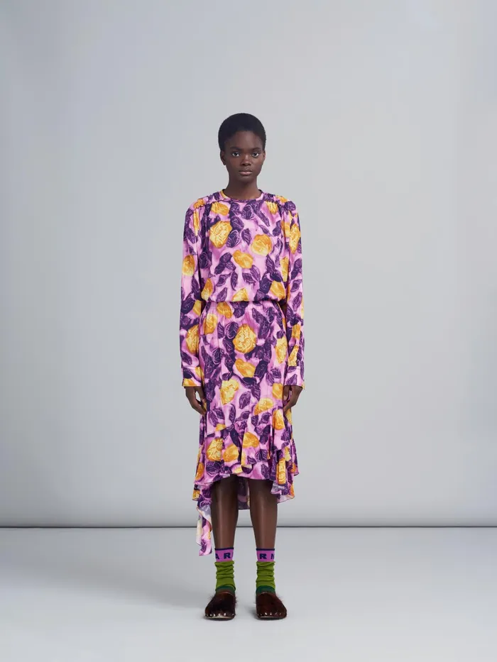 Marni Morning Blossom Print Viscose Sabl Skirt Crocus Womens Skirts Marni Morning Blossom Print Viscose Sabl Skirt Crocus Womens Skirts
