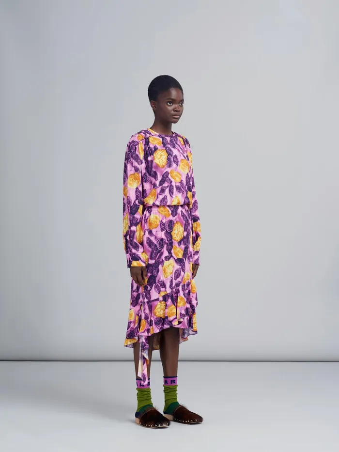 Marni Morning Blossom Print Viscose Sabl Skirt Crocus Womens Skirts Marni Morning Blossom Print Viscose Sabl Skirt Crocus Womens Skirts
