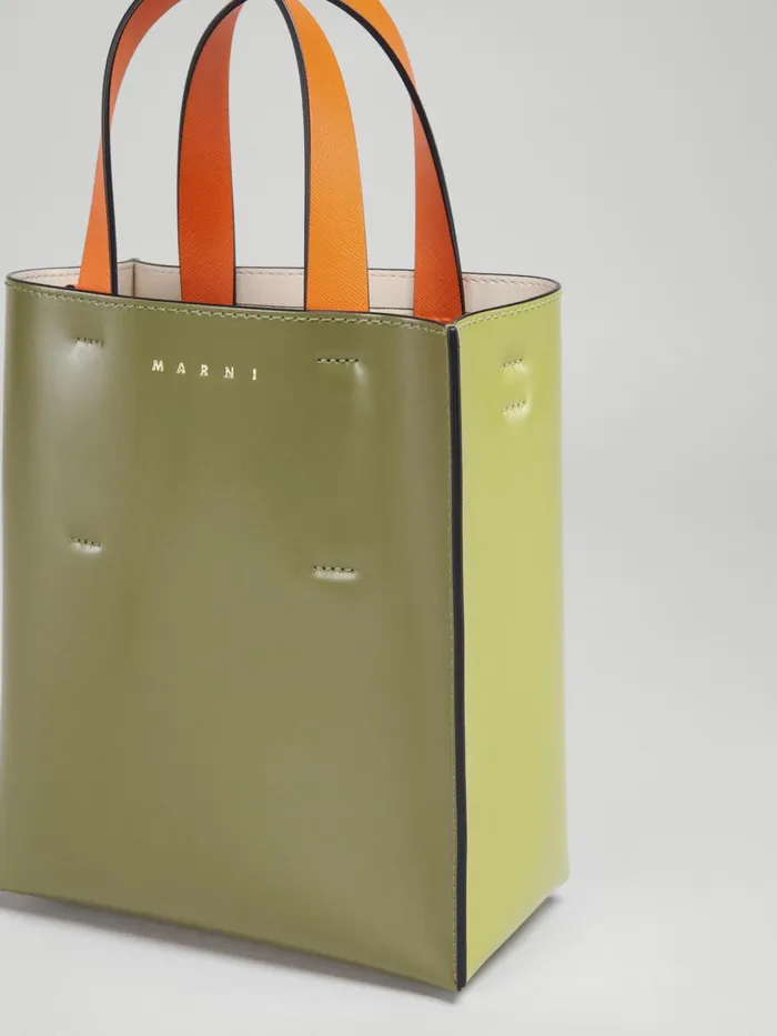 Marni Museo Mini Bag In Green Leather Olive Womens Shopping Bags Marni Museo Mini Bag In Green Leather Olive Womens Shopping Bags