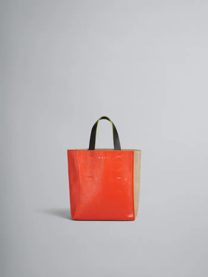 Marni Museo Soft Mini Bag In Beige And Orange Leather Tulip Womens Shopping Bags
