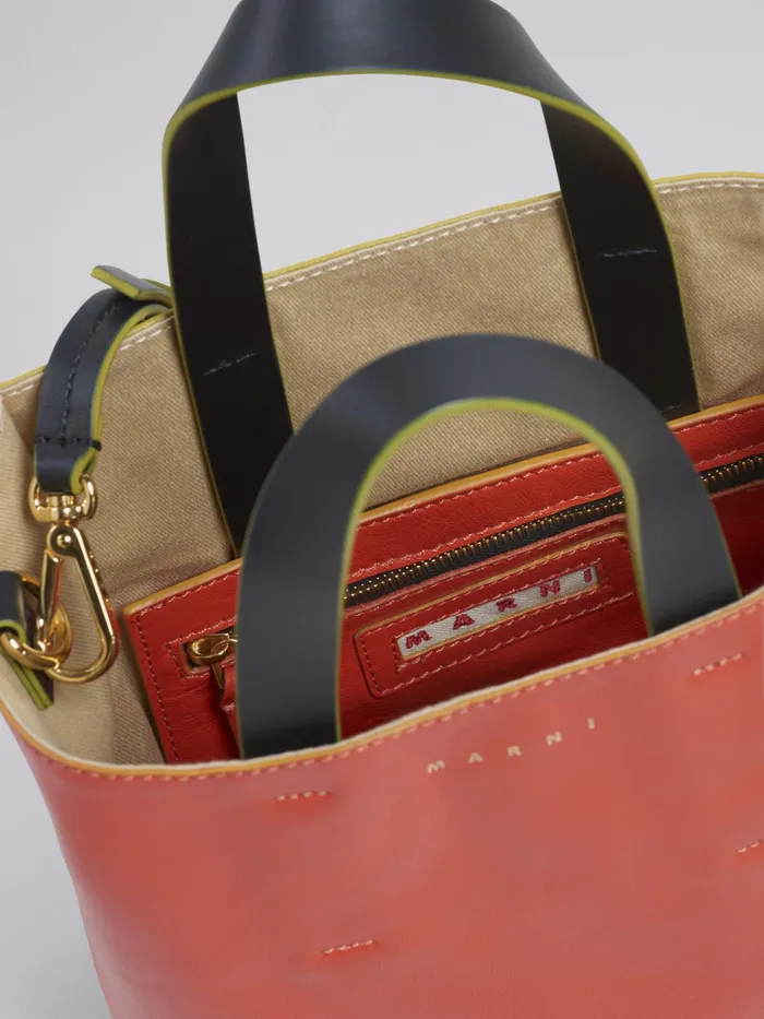 Marni Museo Soft Mini Bag In Beige And Orange Leather Tulip Womens Shopping Bags Marni Museo Soft Mini Bag In Beige And Orange Leather Tulip Womens Shopping Bags