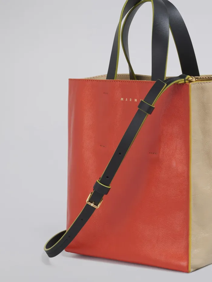 Marni Museo Soft Mini Bag In Beige And Orange Leather Tulip Womens Shopping Bags Marni Museo Soft Mini Bag In Beige And Orange Leather Tulip Womens Shopping Bags