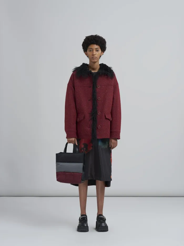 Marni Museo Soft Small Bag In Tricoloured Nylon Black Womens Shopping Bags Marni Museo Soft Small Bag In Tricoloured Nylon Black Womens Shopping Bags