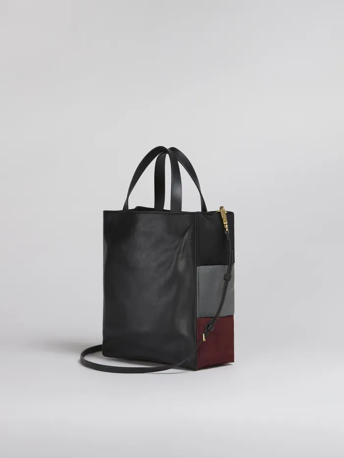 Marni Museo Soft Small Bag In Tricoloured Nylon Black Womens Shopping Bags Marni Museo Soft Small Bag In Tricoloured Nylon Black Womens Shopping Bags
