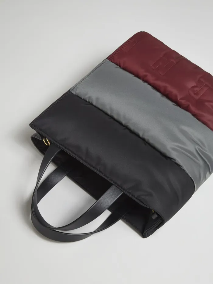 Marni Museo Soft Small Bag In Tricoloured Nylon Black Womens Shopping Bags Marni Museo Soft Small Bag In Tricoloured Nylon Black Womens Shopping Bags