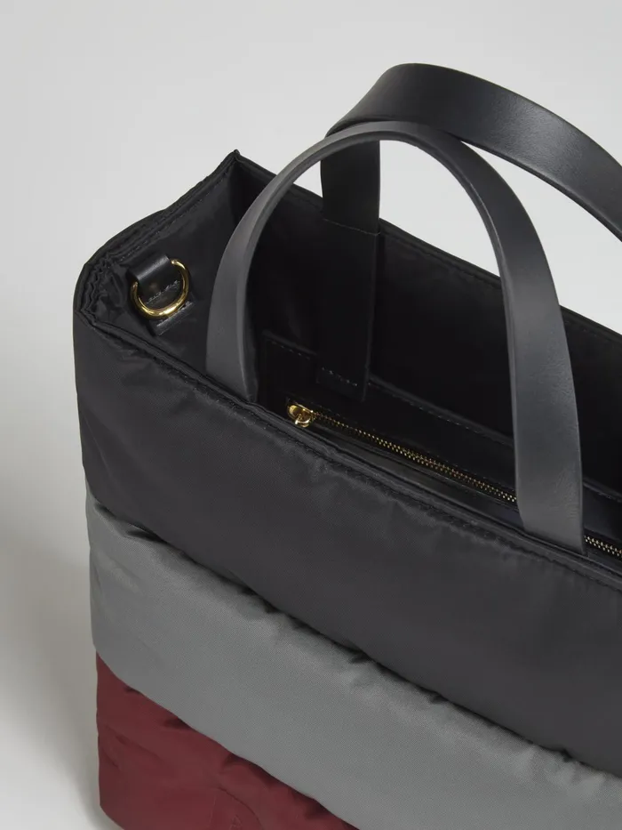 Marni Museo Soft Small Bag In Tricoloured Nylon Black Womens Shopping Bags Marni Museo Soft Small Bag In Tricoloured Nylon Black Womens Shopping Bags